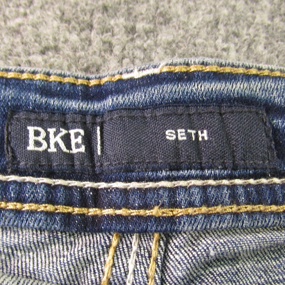 BKE Seth Jeans Men 36x34 Loose Blue Light Wash Straight Leg Stretch Thick Stitch - Picture 4 of 16